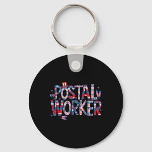 American Postal Worker Usa Flag Mailman Mail 4th O Key Ring