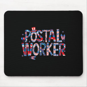 American Postal Worker Usa Flag Mailman Mail 4th O Mouse Mat