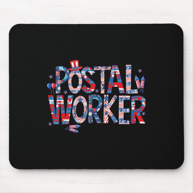 American Postal Worker Usa Flag Mailman Mail 4th O Mouse Mat (Front)