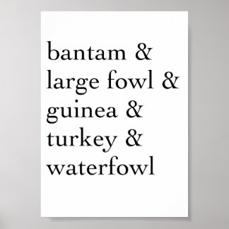 American Poultry Exhibition Classes Poster