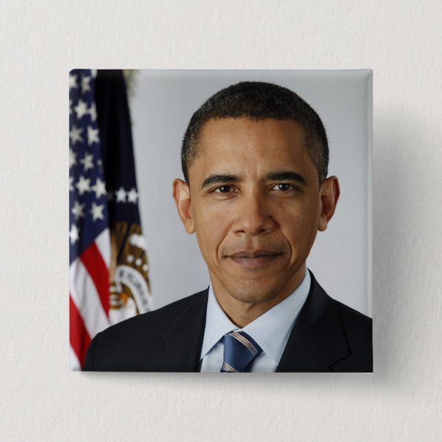 American President Barack Obama at White House  15 Cm Square Badge (Front)