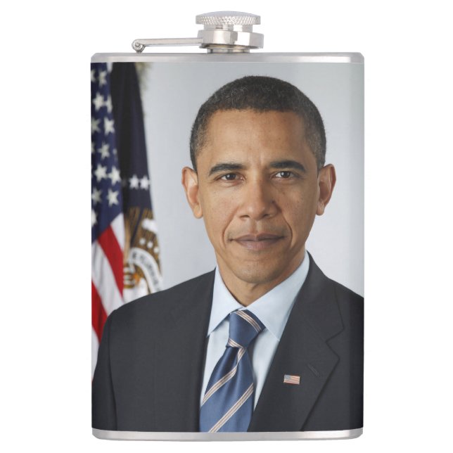 American President Barack Obama at White House  Hip Flask (Front)