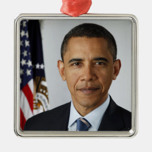American President Barack Obama at White House  Metal Tree Decoration