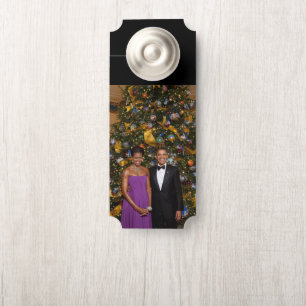 American President Barack Obama on Christmas Card Door Hanger