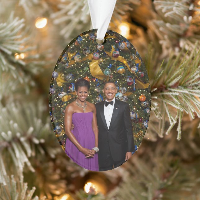 American President Barack Obama on Christmas Card Ornament (Tree)