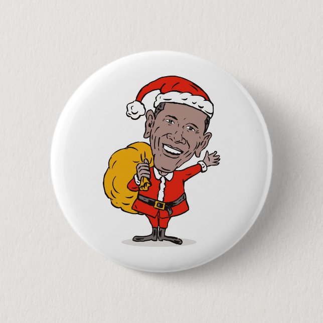 American President Barack Obama Santa Claus 6 Cm Round Badge (Front)