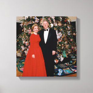 American President Bill Clinton Christmas Card Canvas Print