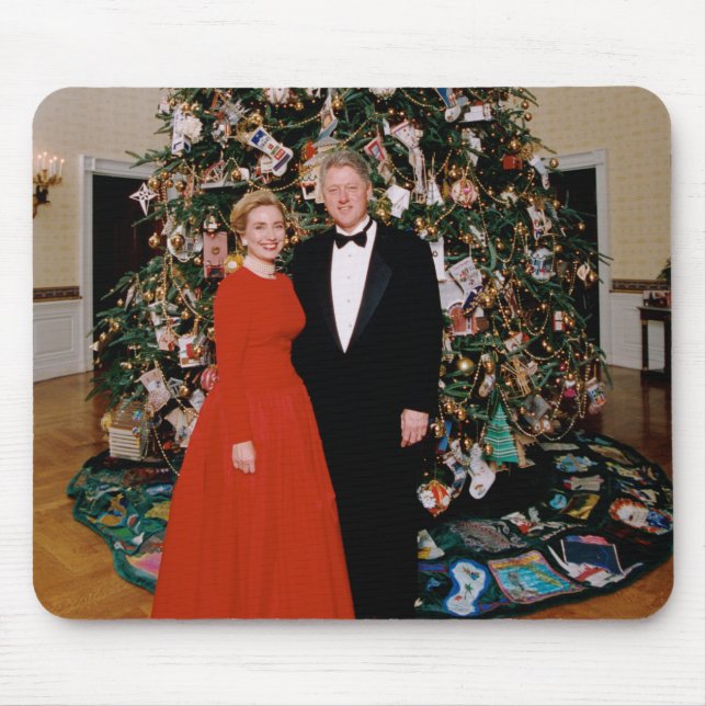 American President Bill Clinton Christmas Card  Mouse Mat (Front)