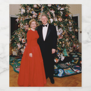 American President Bill Clinton Christmas Card Wine Label