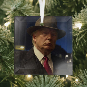 American President Donald Trump Godfather Glass Tree Decoration