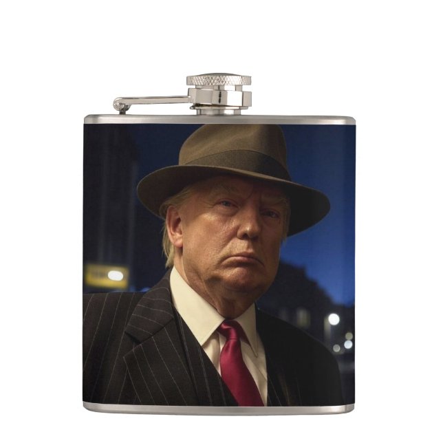 American President Donald Trump Godfather Hip Flask (Front)