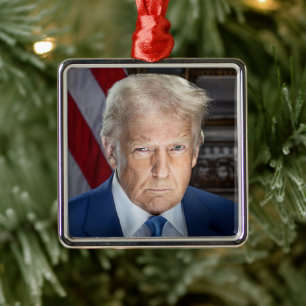 American President Donald Trump Photo 2025 Metal Tree Decoration