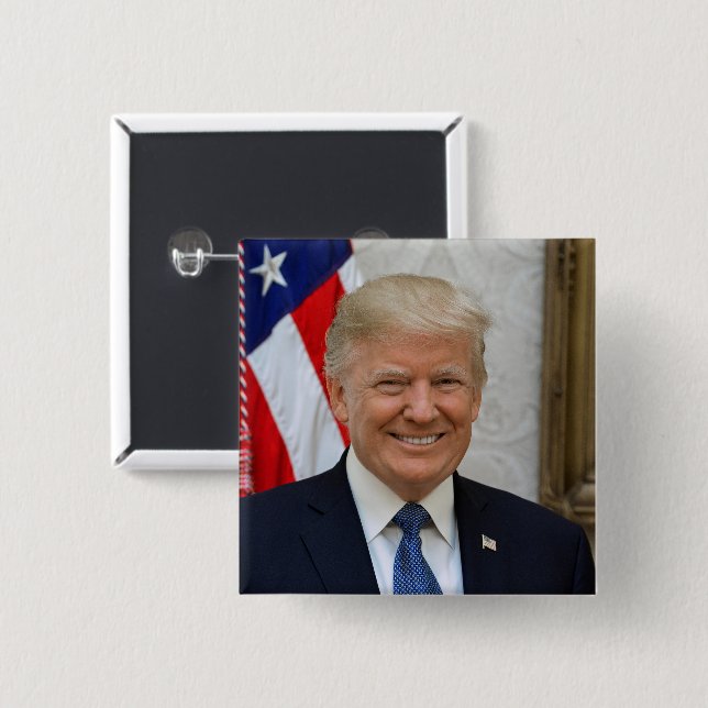 American President Donald Trump White House 15 Cm Square Badge (Front & Back)