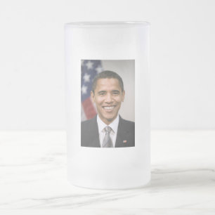 American President Elect Barack Obama  Frosted Glass Beer Mug