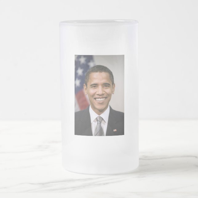 American President Elect Barack Obama  Frosted Glass Beer Mug (Center)