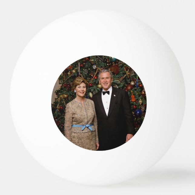 American President George Bush Christmas Card Ping Pong Ball (Front)