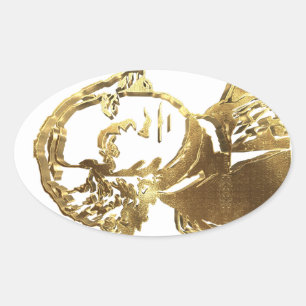 American President George Washington Portrait Gold Oval Sticker