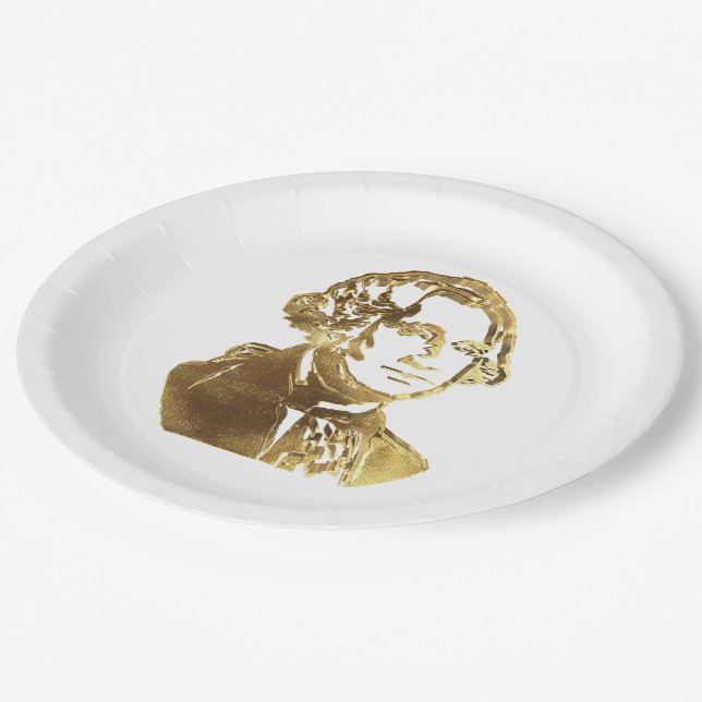 American President George Washington Portrait Gold Paper Plate (Angled)