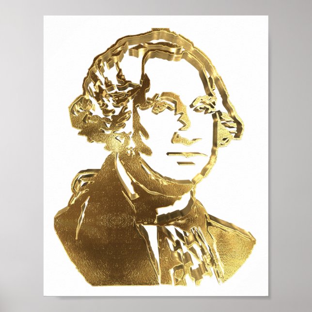 American President George Washington Portrait Gold Poster (Front)