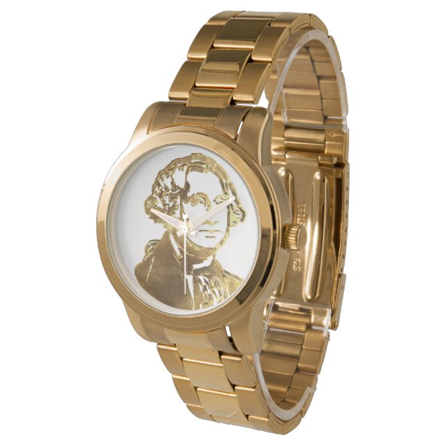 American President George Washington Portrait Gold Watch (Angled)
