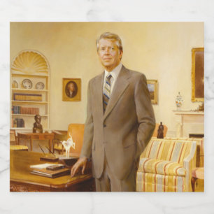 American President James Earl Carter Oval Office Liquor Bottle Label