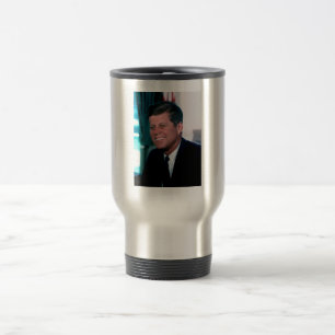 American President John F. Kennedy in Oval Office Travel Mug