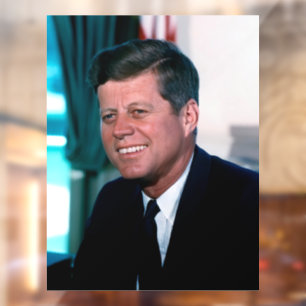 American President John F. Kennedy in Oval Office Window Cling