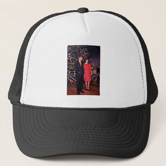American President John Kennedy Christmas Card Trucker Hat (Front)