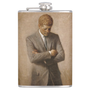 American President John Kennedy Painted Portrait Hip Flask