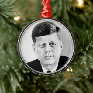 American President John Kennedy Presidential Photo Metal Tree Decoration