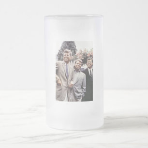 American President John Kennedy & Robert & Ted Frosted Glass Beer Mug