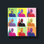 American President Obama Funky Modern Pop Art 8x8 Canvas Print<br><div class="desc">Pop Art version of Obama's first term presidential portrait (2009). In a February 2009 poll conducted in Western Europe and the U.S. by Harris Interactive for France 24 and the International Herald Tribune,  Obama was rated as the most respected world leader,  as well as the most powerful.</div>