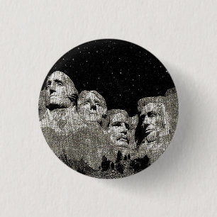 American Presidents Mount Rushmore,   3 Cm Round Badge