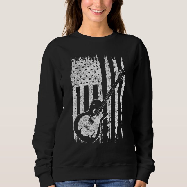 American Pride 4th Of July Guitarist Us Flag Elect Sweatshirt (Front)