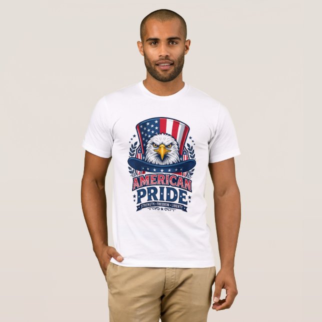 American Pride Bald Eagle Uncle Sam Hat Patriotic T-Shirt (Front Full)