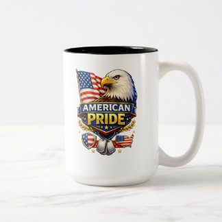American Pride – Bald Eagle & USA Flag Patriotic Two-Tone Coffee Mug