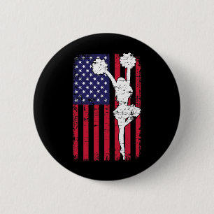 American Pride Cheerleading Cheering Us Flag Cheer 6 Cm Round Badge