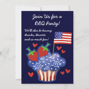 American Pride Cupcake 4th of July BBQ Invitation
