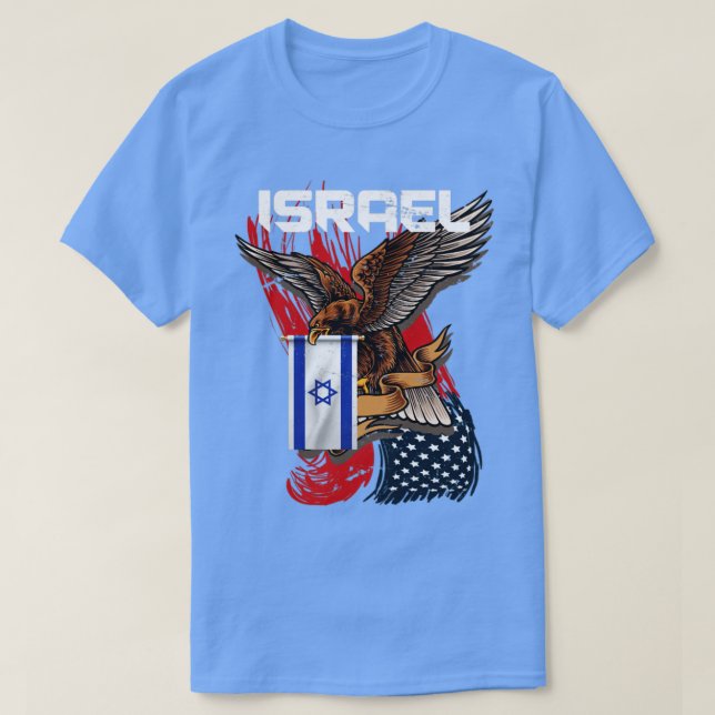 American Pride Eagle Support Israel T-Shirt (Design Front)