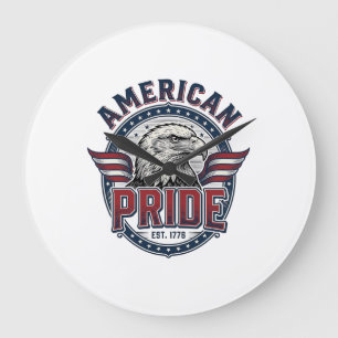 American Pride Eagle Vintage Patriotic Design_1 Large Clock