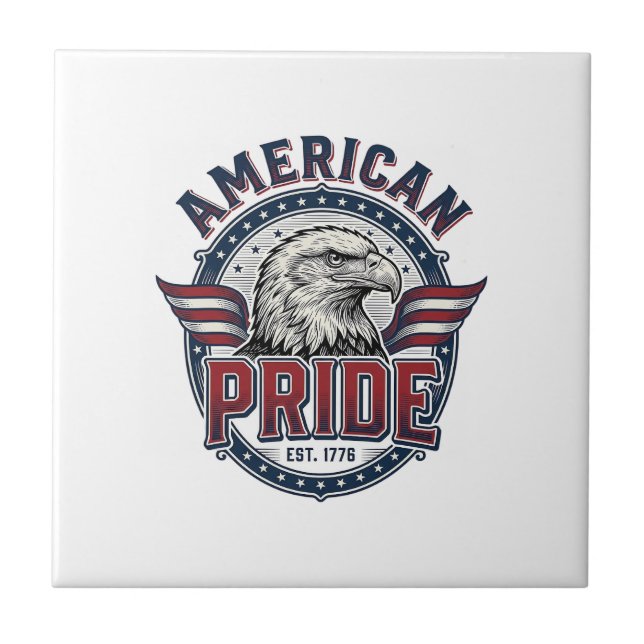 American Pride Eagle Vintage Patriotic Design_1 Tile (Front)