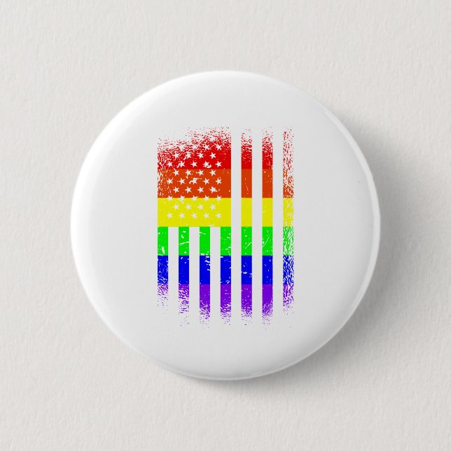 american pride flag rainbow lgbt 6 cm round badge (Front)