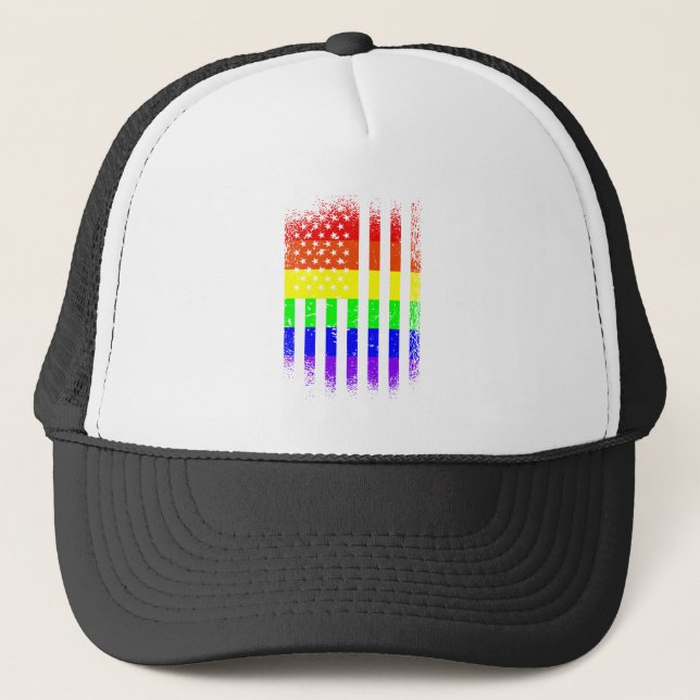 american pride flag rainbow lgbt trucker hat (Front)