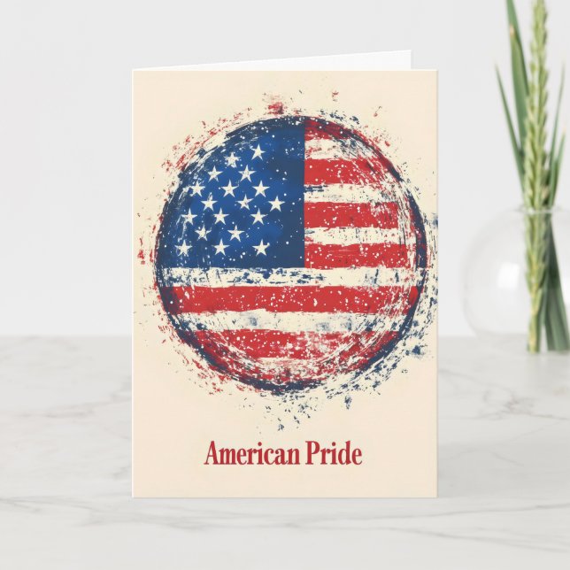 American Pride Flag Retro Holiday Card (Front)