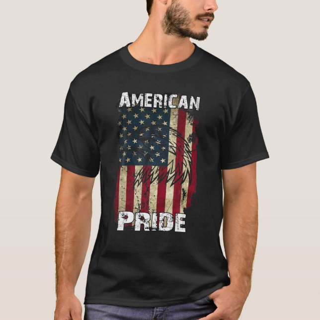 American Pride Flag T Shirt Veterans Day (Front)