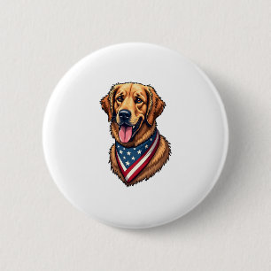 American Pride Golden Retriever Vintage Shirt 6 Cm Round Badge