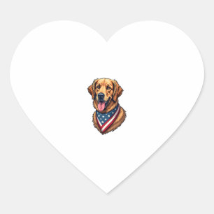 American Pride Golden Retriever Vintage Shirt Heart Sticker