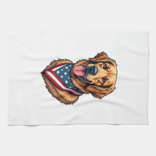 American Pride Golden Retriever Vintage Shirt Tea Towel