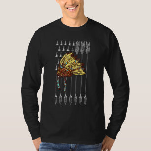 American Pride Headdress Indian Us Flag Native Ame T-Shirt