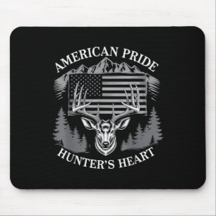 American Pride Hunters Heart Deer Hunting Usa Flag Mouse Mat